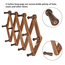 Load image into Gallery viewer, Wooden Expandable Coat Rack with 13 Hooks