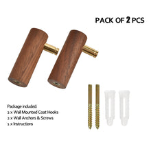 Load image into Gallery viewer, 2 pcs Wooden Wall Hooks - Walnut