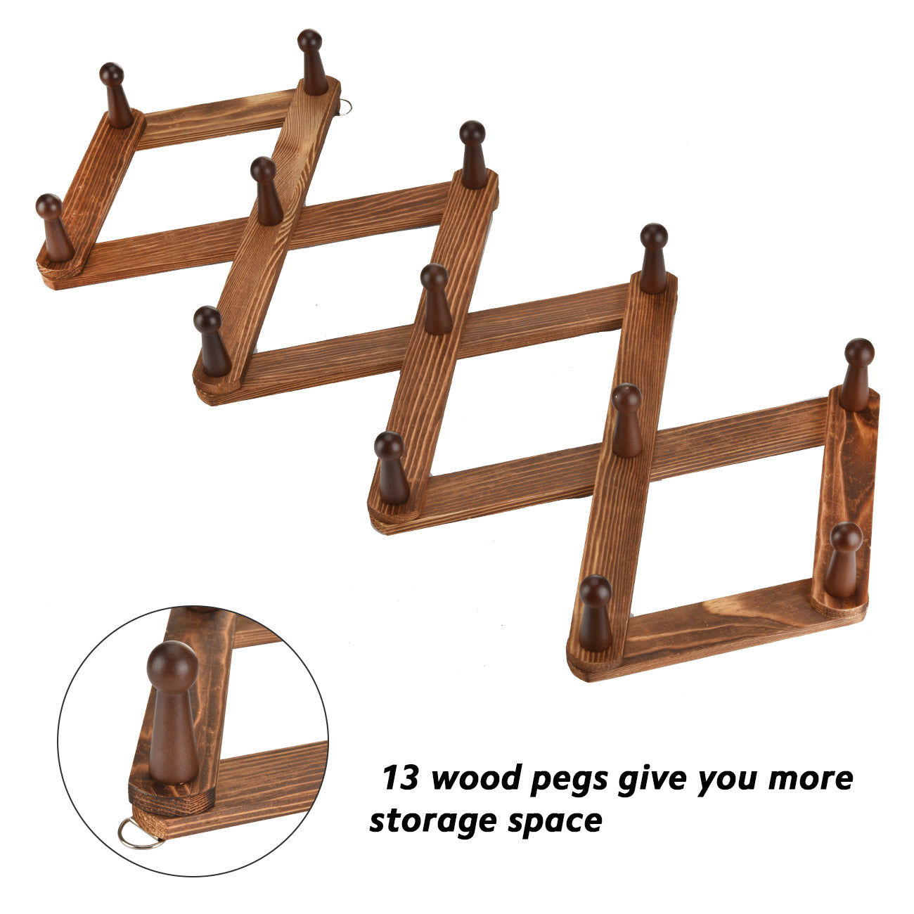 Wooden Expandable Coat Rack with 13 Hooks – Homode