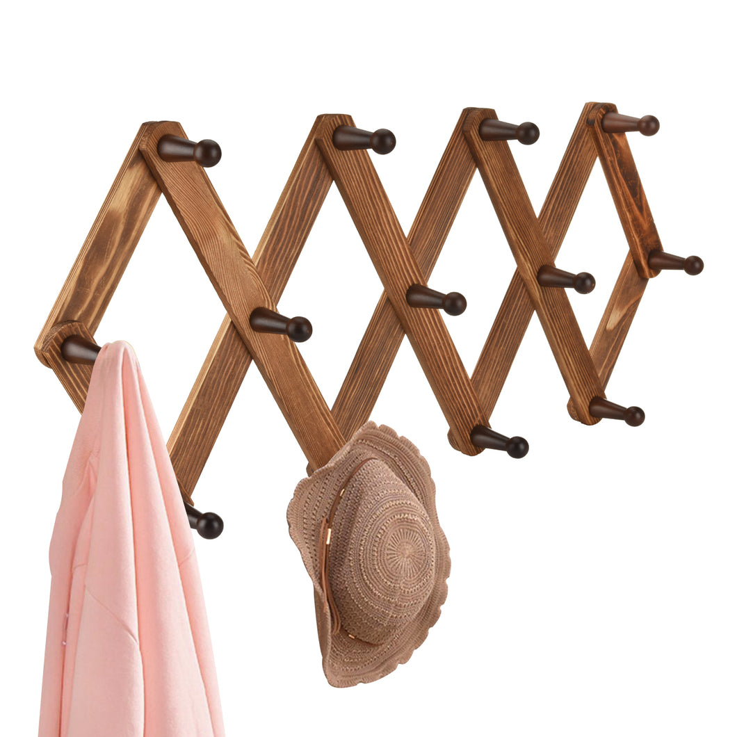 Wooden Expandable Coat Rack with 13 Hooks