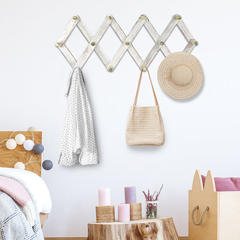 Wall Coat Rack Homode Vintage Wood Expandable Peg Rack- Multi